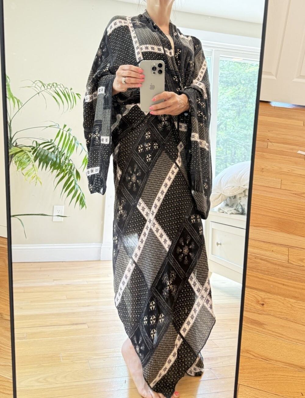 Free People Festival Duster Kimono Printed Twilight Stars S/M Celestial Witchy
